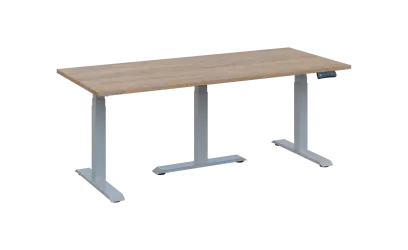 FLEXIMEET 180-80 výškově nastavitelný stůl, kovová podnož stříbrná, deska 25 mm, široký 1800 mm, dub bardolino